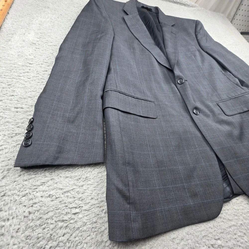 Jos‎ A Bank Sport Coat Mens 41R Gray Blue Plaid Wool Signature Blazer Jacket